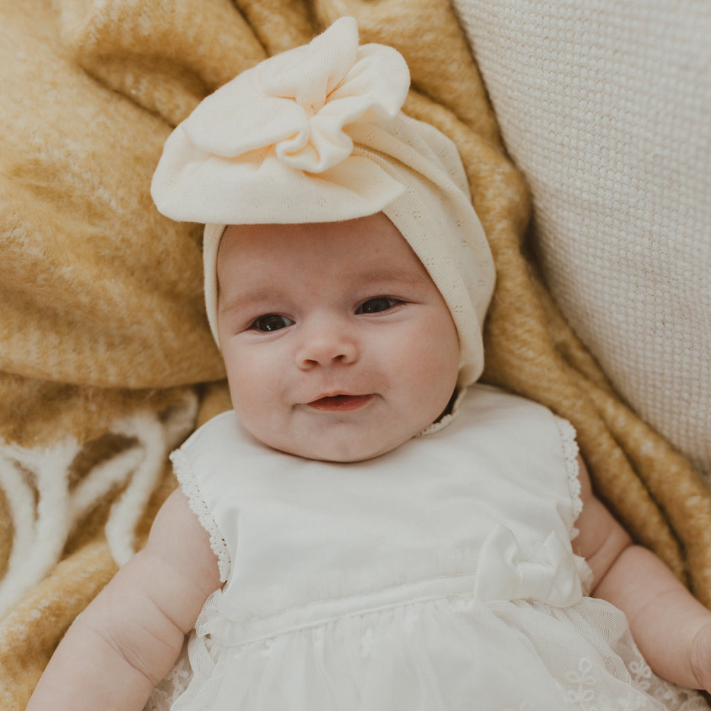 Pointelle Baby Turban | Cream