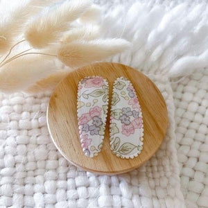Pastel Floral Fabric Hair Clips