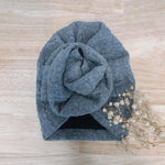 baby turban cable knit grey