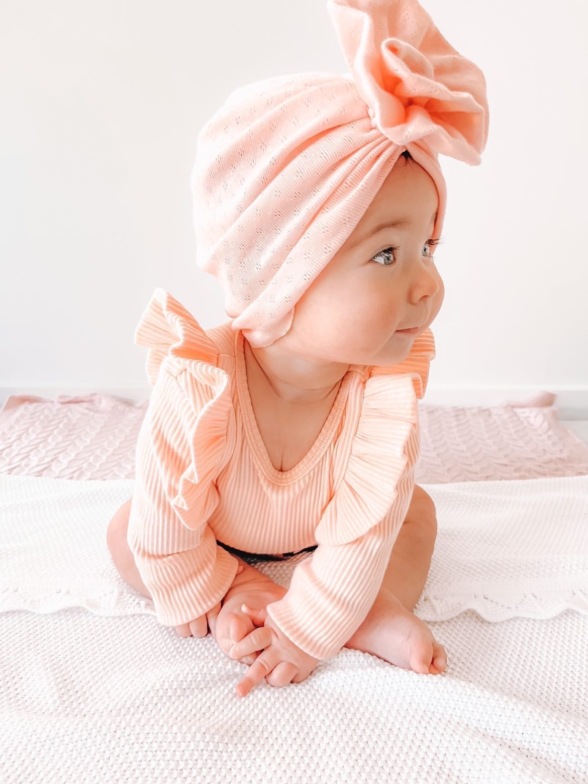 Pointelle Baby Turban | Pink