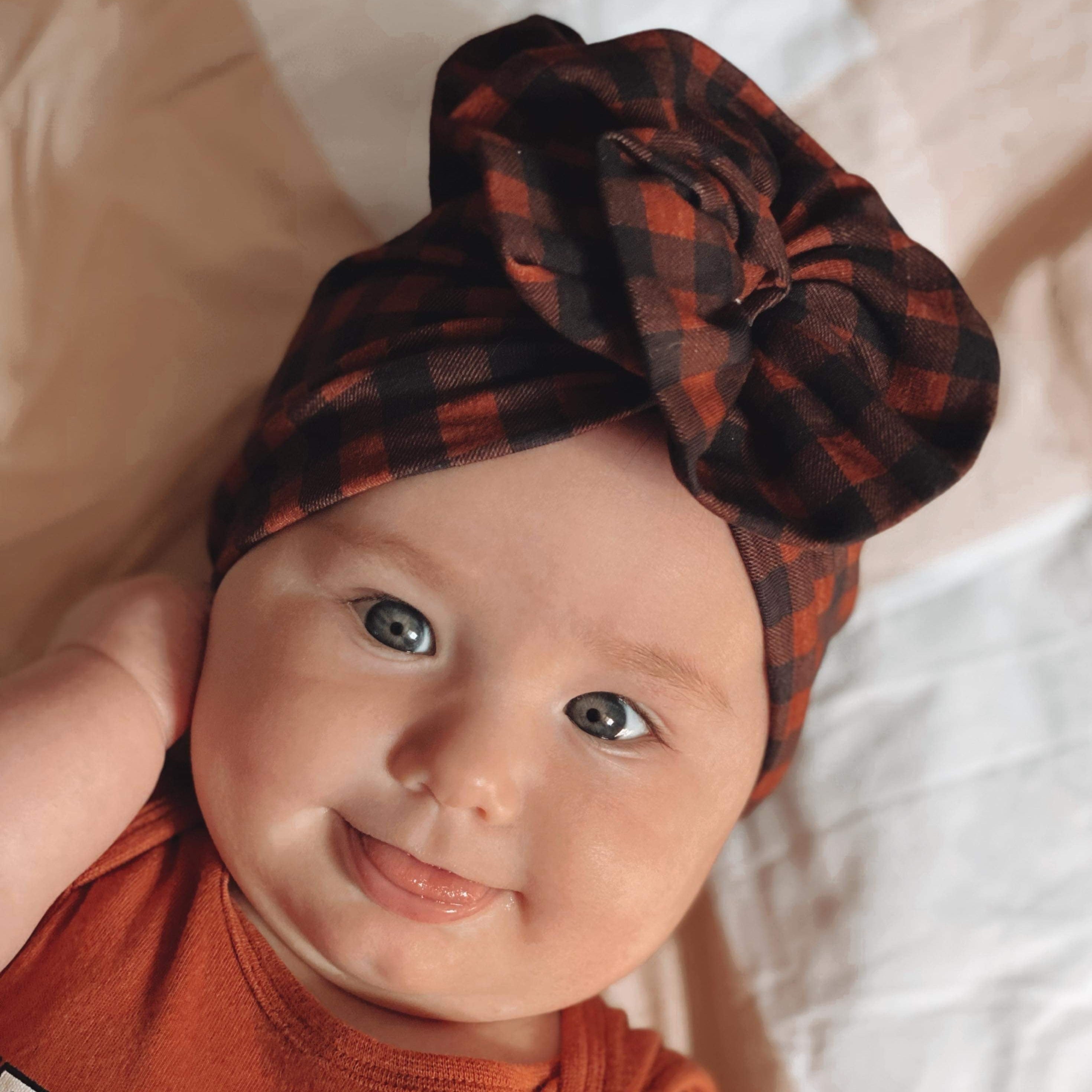Rustic Gingham Baby Turban