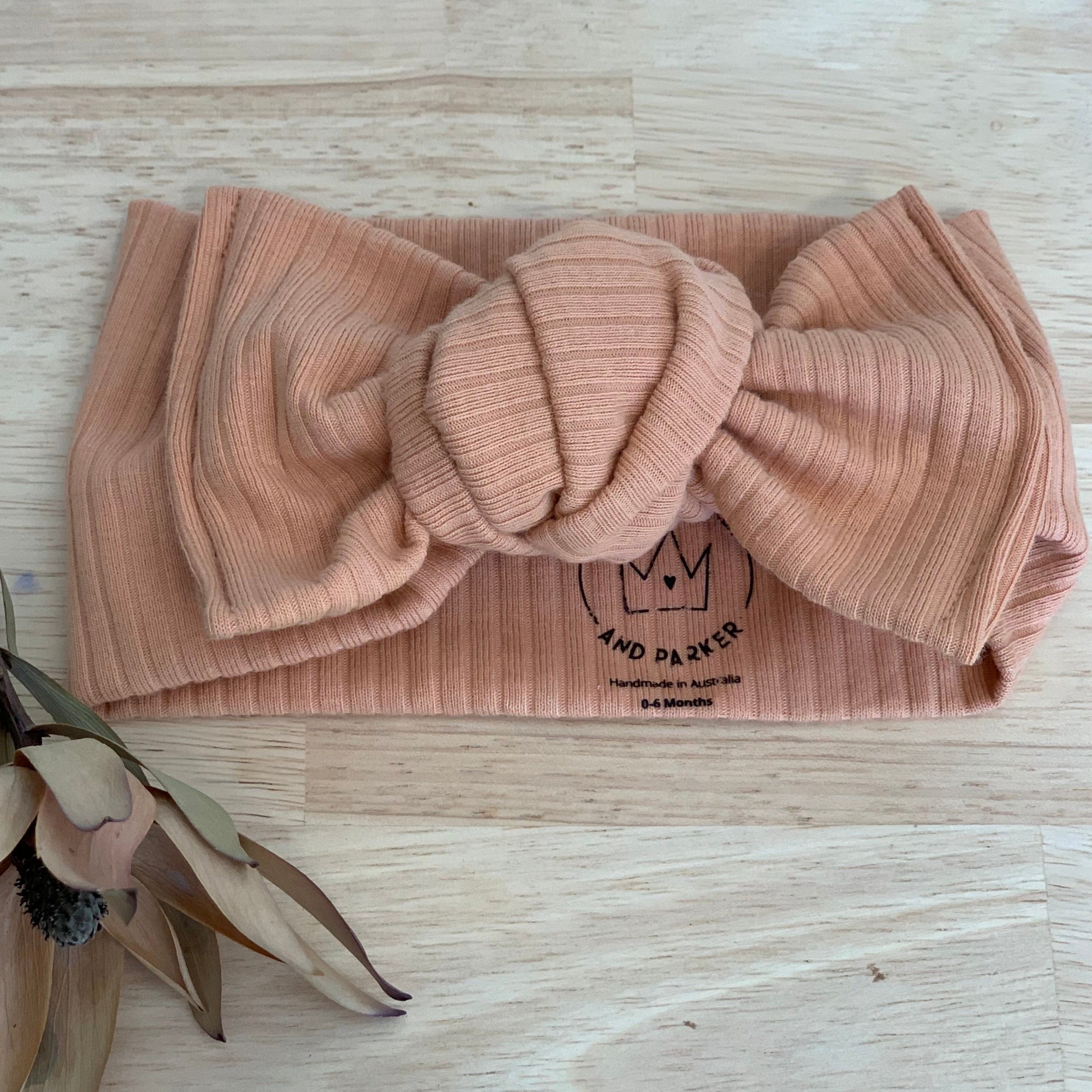 Ribbed Knit Baby TopKnot | Apricot
