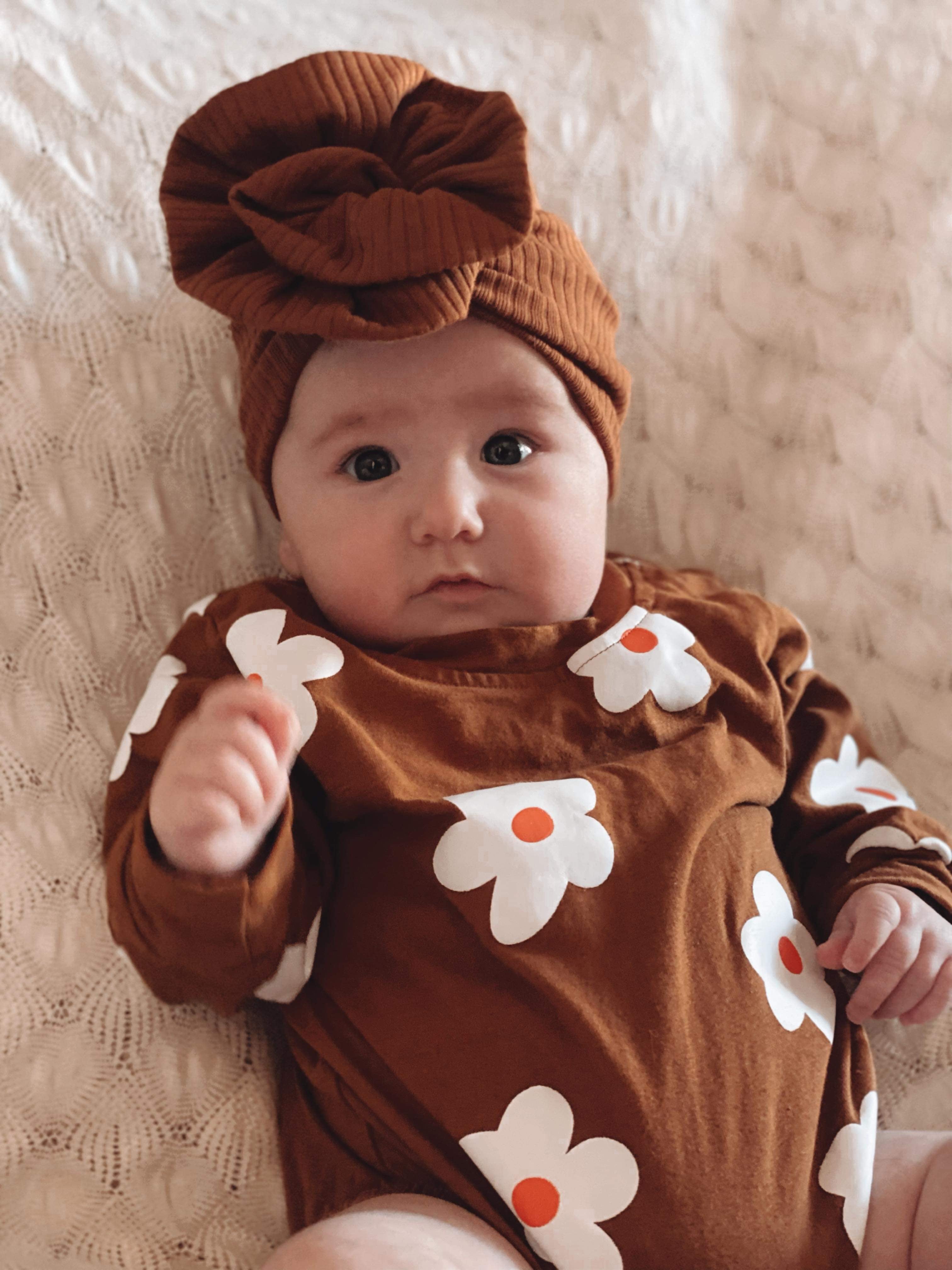 Ribbed Baby Turban | Chocolate