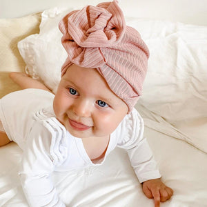 Ribbed Baby Turban | Dusty Pink