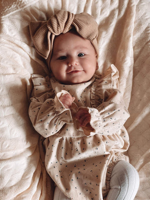 Sand Waffle Knit Baby TopKnot