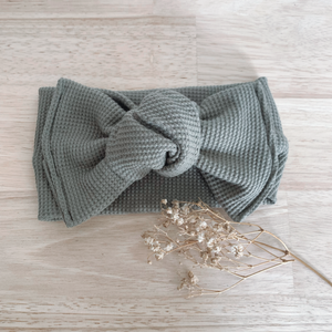 Olive Waffle Knit Baby TopKnot